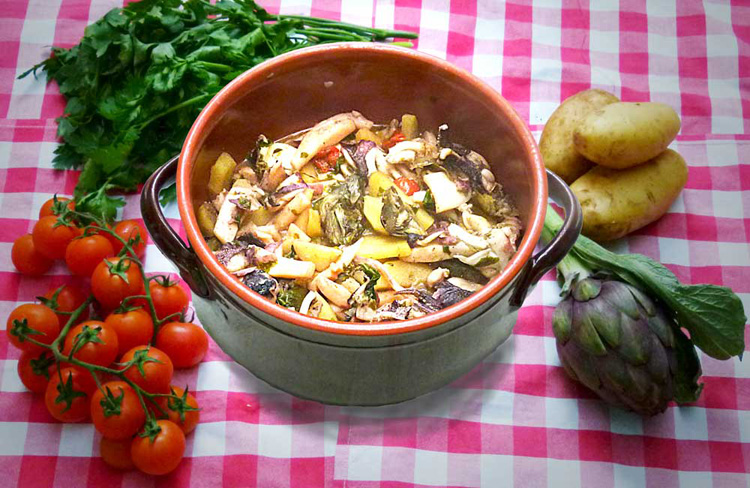 Cuttlefish with artichokes and potatoes